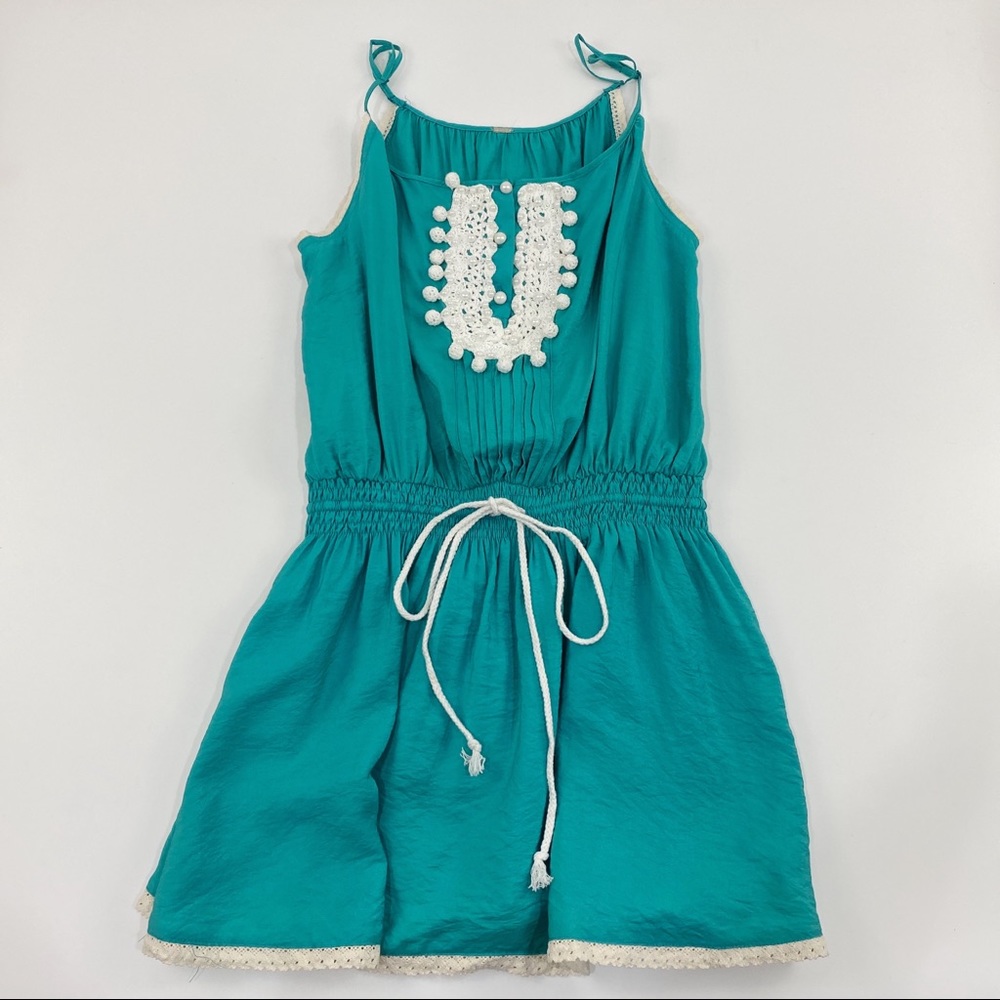 Embroidered pearl romper looking dress